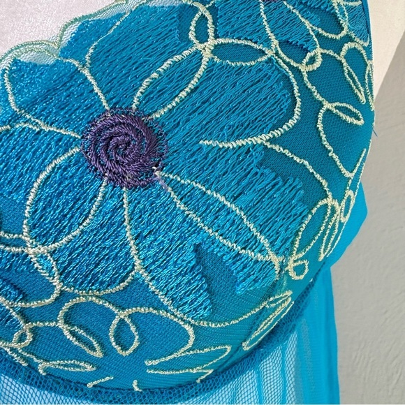 Vintage Y2K Floral Coquette Bow Mesh Cami Chemise Lingerie Phoebe S - Picture 14 of 17